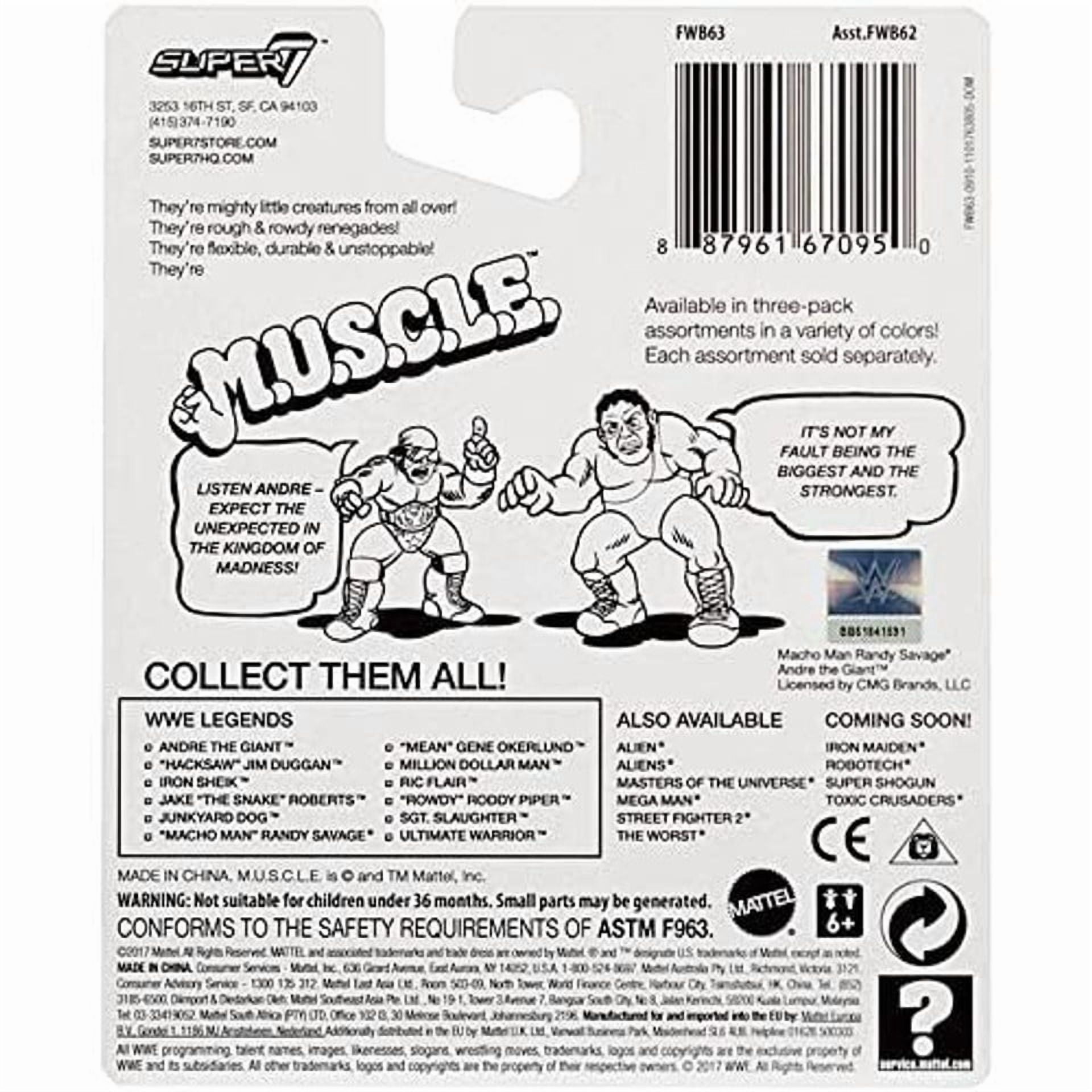 WWE M.U.S.C.L.E 12 Figure Set Andre Giant Iron Sheik Jake Snake Macho Man Junkyard Dog Mean Gene Rowdy Roddy Piper Ultimate Warrior Million Dollar Sgt Slaughter Ric Flair Hacksaw Jim Duggan Muscle Men