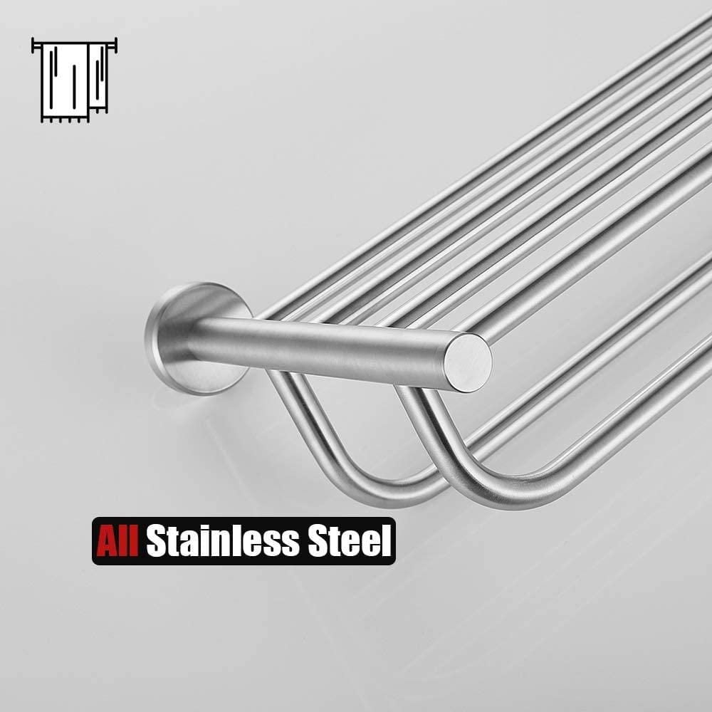 Avanities 16 po Barre à serviette ronde en acier inoxydable W en acier inoxydable brossé AI-34586