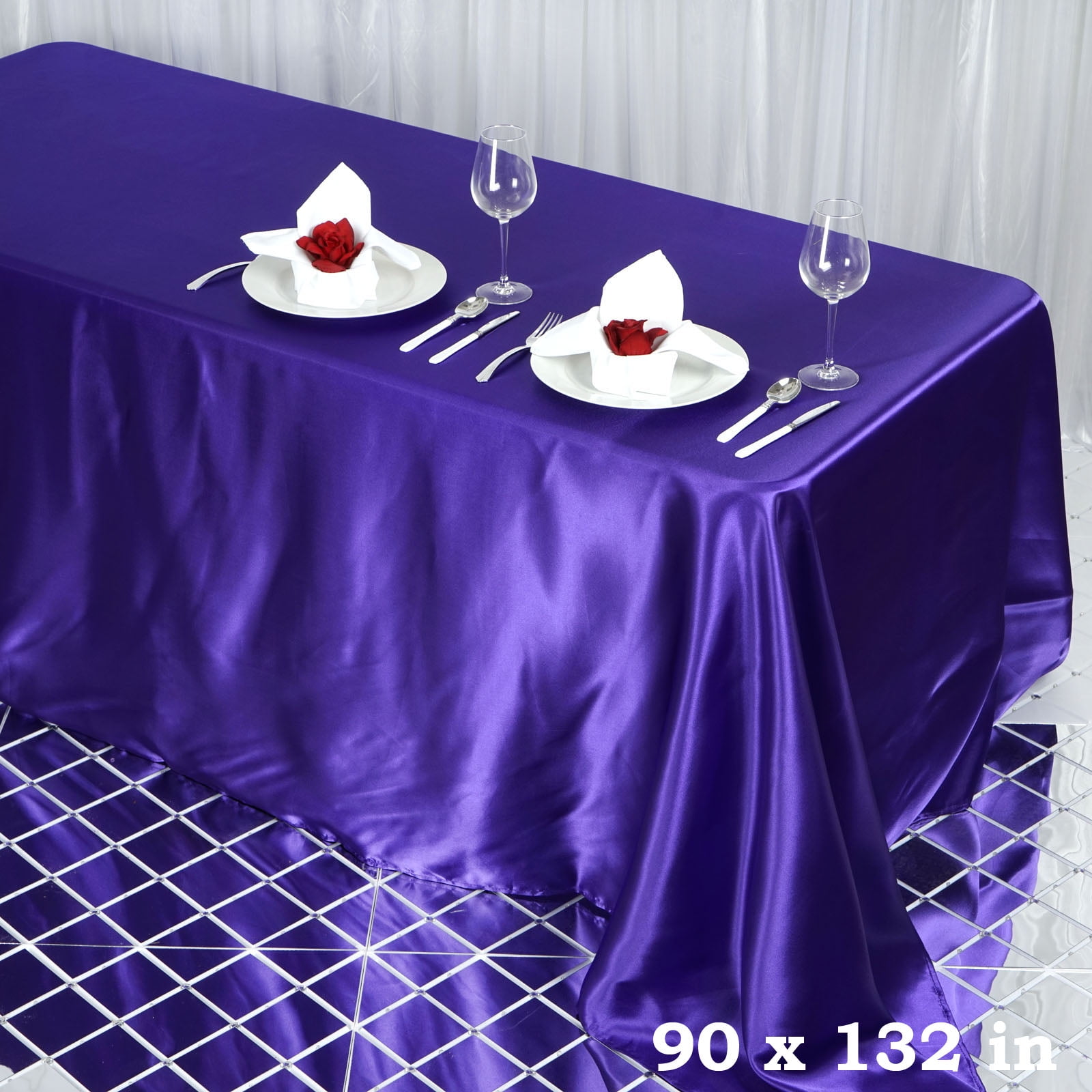 Efavormart 90x132" Rectangle Satin Tablecloth for Kitchen