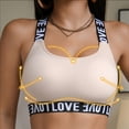 thumbnail image 5 of hoksml Women's Crisscross Back Sports Bra, LOVE Letter Print Light Support Ribbed Workout Bra, 5 of 9