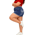 thumbnail image 6 of QERINTE Plus Size Blue Shorts for Women Stretchy High Waisted Denim Embroidery 14 to 22, 6 of 6