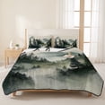 thumbnail image 3 of Quilts King Size Bedding Set, Green Black Foggy Forest Lightweight Quilted Comforter, Abstract Art Mountain Soft Reversible Bedspread Coverlet with Pillow Covers for All Season, 96" x 106", 3 of 9