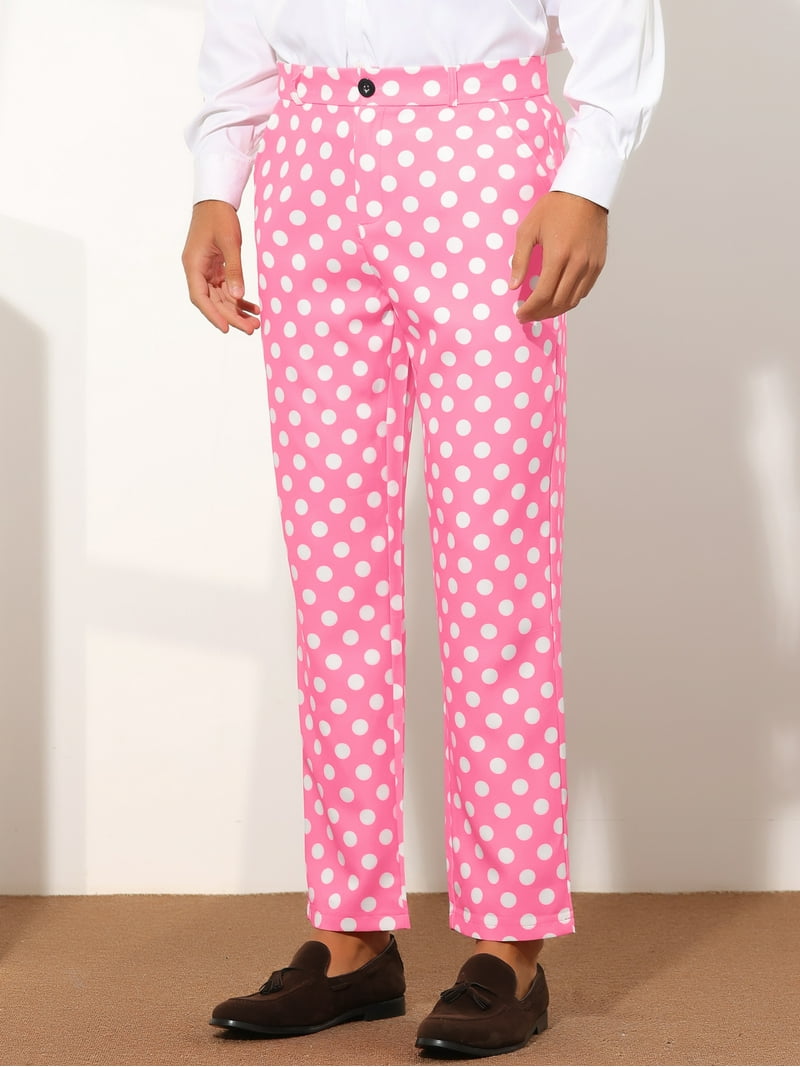パンツ Peserico Polka-dots trousers Pink Unique Bargains Men's Polka Dot Dress Pants Regular Fit Flat