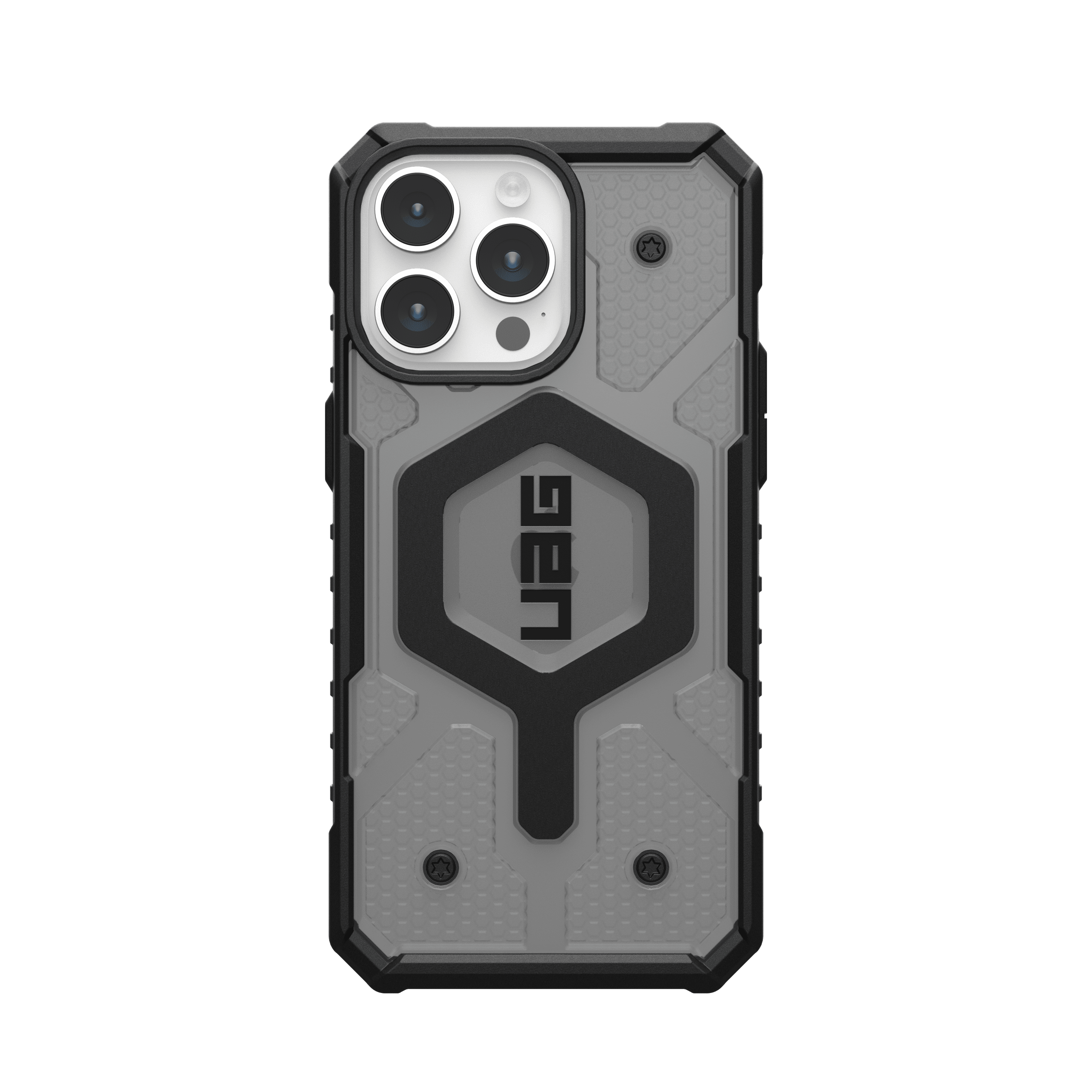 UAG iPhone 15 Pro Max Case 6.7" Pathfinder Clear Ash/Black Built-in Magnet Compatible with MagSafe Charging Rugged Transparent Dropproof Protective Cover by URBAN ARMOR GEAR