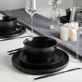thumbnail image 4 of Stoneware 16 Piece Dinnerware Set, Plates and Bowls, Black Matte Dish, Service for 4 – Minimalist Round Style, Microwave & Dishwasher, 4 of 6