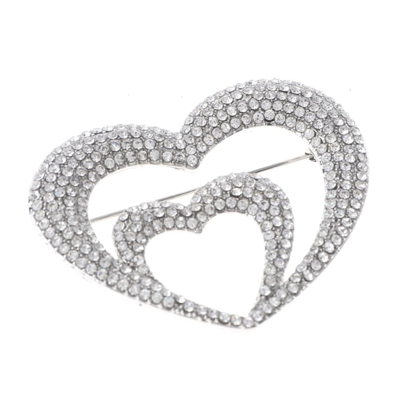 Crystal Heart Brooch
