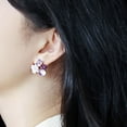 thumbnail image 4 of Eosunjian 1 Pair Exquisite Charming Women Earrings Gift Rhinestone Purple Flower Stud Earrings Jewelry Accessory Purple, 4 of 13