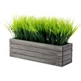 thumbnail image 1 of MyGift 14 Inch Artificial Green Grass Plant in Vintage Gray Wood Planter Window Box, Faux Greenery in Decorative Rectangular Crate Style Wooden Container, 1 of 7