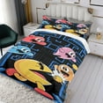 thumbnail image 3 of Pacman Themed Bed Sheet Set Three Piece Set 36x75 In ches Comfortable And Skin Friendly Unique Design Creating A Star Studded Night Home Decor Gifts For Family Friends fans, 3 of 5