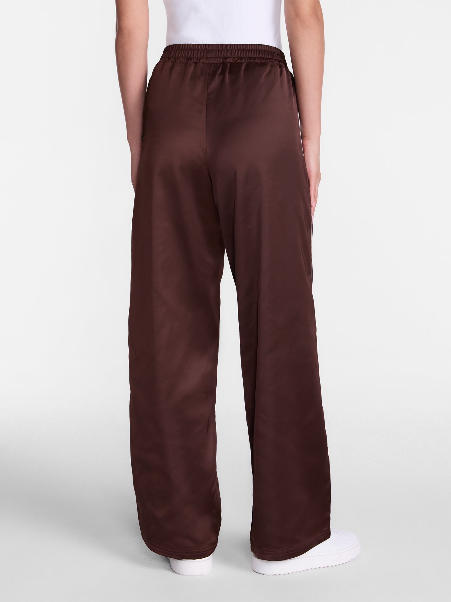 Madden NYC Women's Satin Track Pants with Side Stripes, 31.5" Inseam, Sizes XXS-XXL