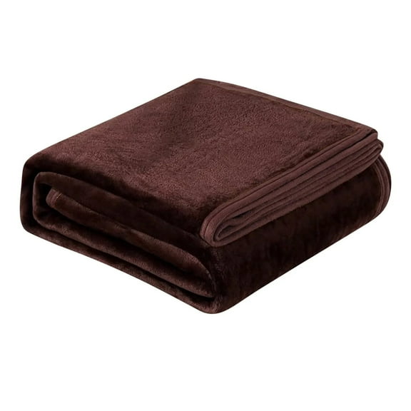 Loetky Fleece Blanket Full/Queen Size (59x79 Inch), Ultra Soft Plush Bed Throw, Warm Lightweight for Living Room, Brown
