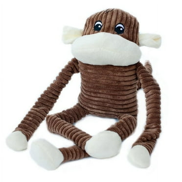ZippyPaws - Spencer The Crinkle Monkey Dog Toy, Squeaker and Crinkle Plush Toy - Brown, XL