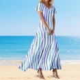 thumbnail image 2 of Vestido largo bohemio con cuello en V para mujer: ligero y fluido, de poliéster y spandex, ideal para vacaciones en la playa y reuniones informales., 2 of 5