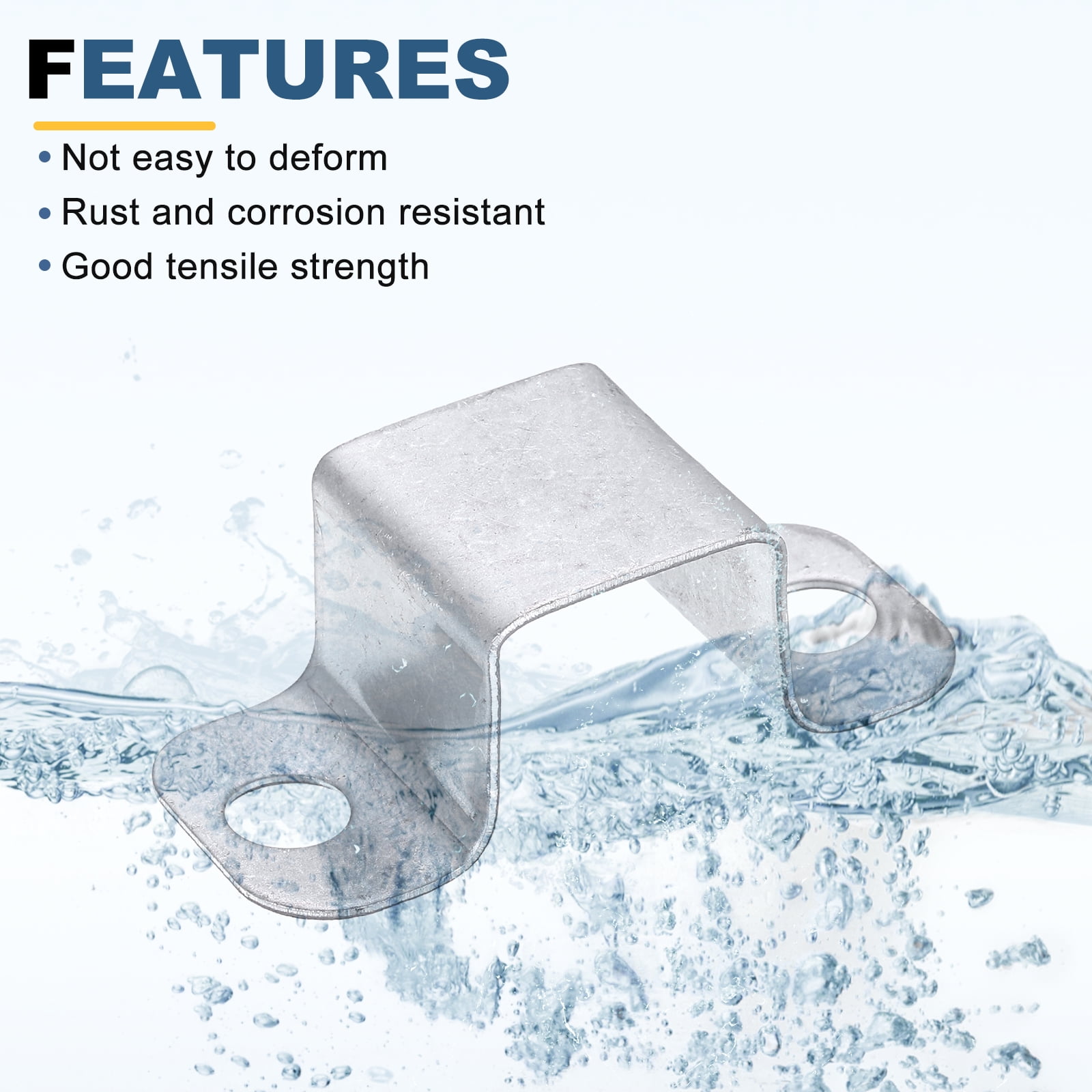 Uxcell 6 Pack 31x30 mm U Shaped Connector Bracket, Square Tube Strap Clamp Galvanized Steel Pipe Clamp Wood Deck Fence Post Tie for Water Pipes Stairs Railing Installation, Silver