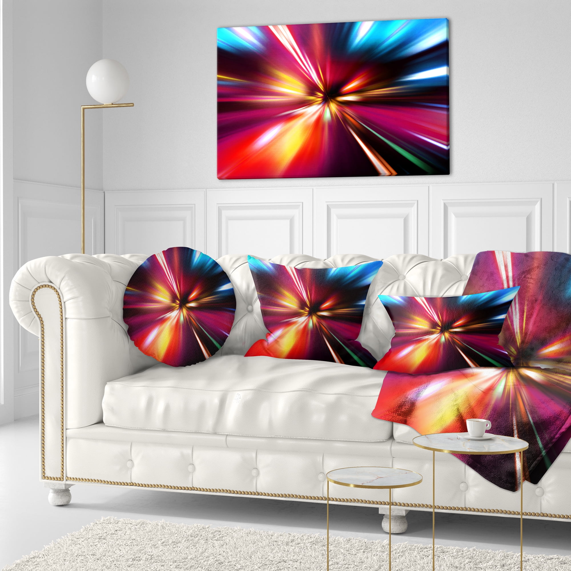 Designart Speed Motion in Night - Abstract Throw Pillow - 12x20