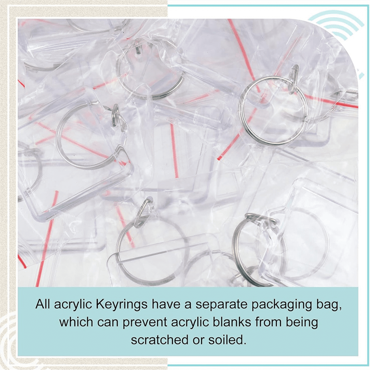 NEW Acrylic Photo Frame Keychain with Tassels Charms Insert Clear Keyrings Blank for DIY Square