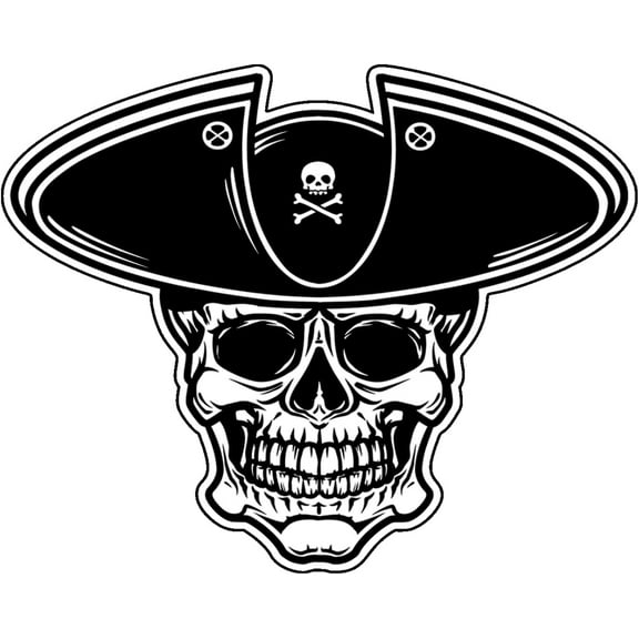 WickedGoodz Pirate Captain Vinyl Decal - Jolly Roger Bumper Sticker - for Laptops Windows Cars Trucks