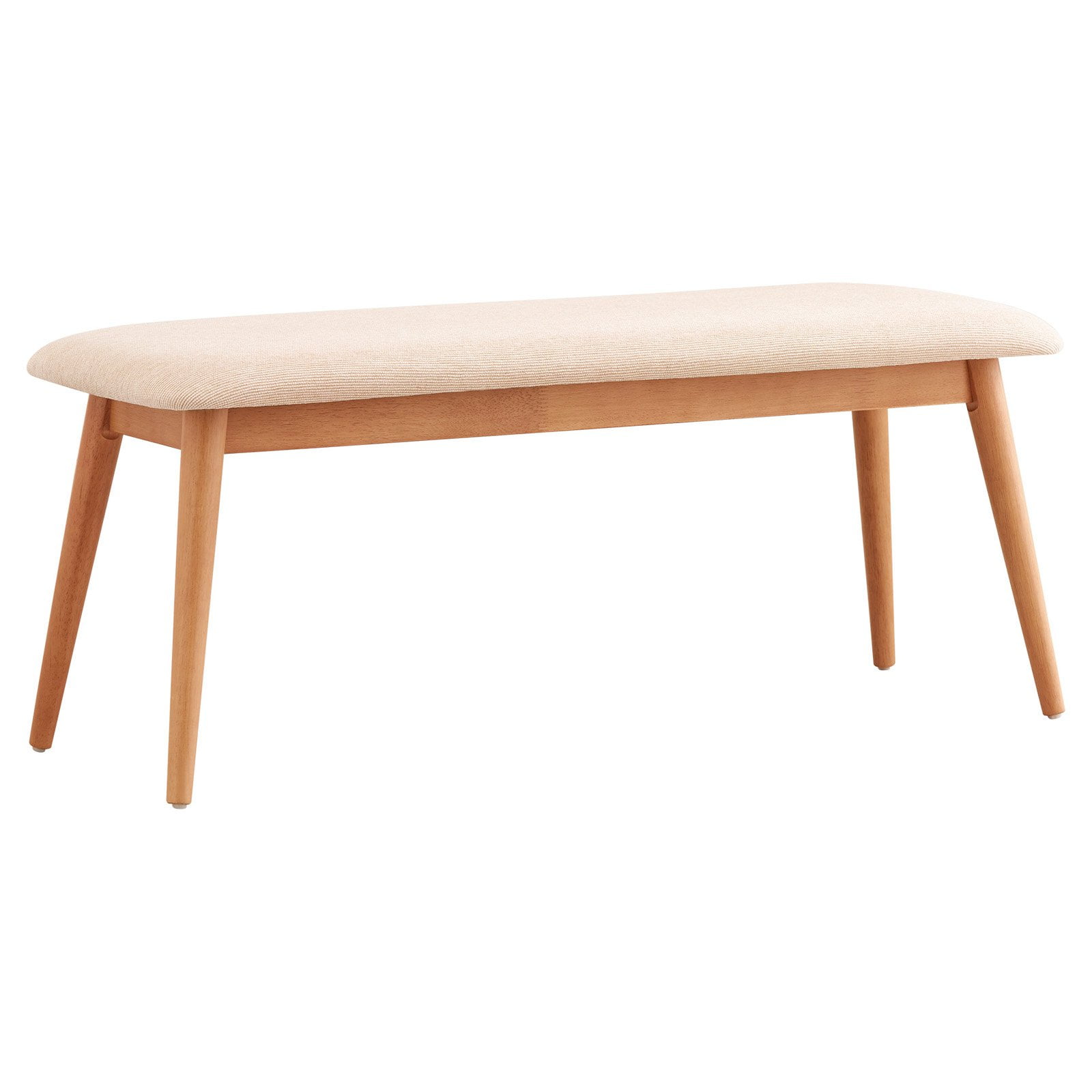 Chelsea Lane Mid Century Modern Beige Upholstered Wood Dining Bench Ash Finish Walmart Com Walmart Com