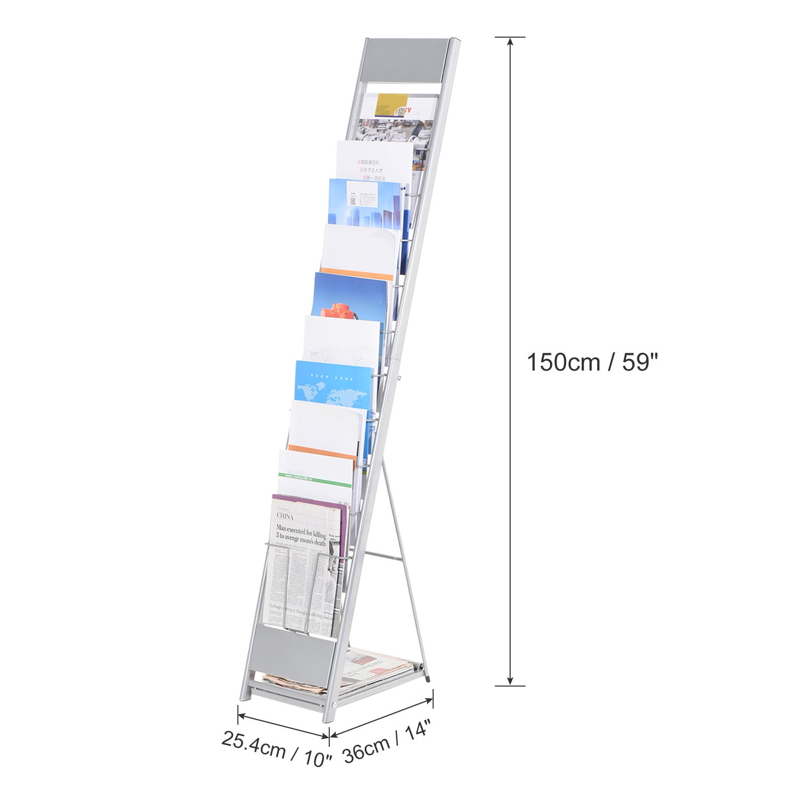 Unique Bargains Detachable Magazine Display Racks Floor Standing 10 Layers Brochure Stand