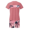 thumbnail image 5 of UVEASISHA Short Sets for Men 2 Piece Outfits Hawaiian Beach Set Tropical Short Sleeve T Shirt and Shorts Pink M, 5 of 5