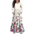 thumbnail image 2 of Drmagiyhm Girls Maxi Dresses Size 10-12 Long-Sleeve Crew Neck Tiered Dresses Fall Casual Floral Print Cute Maxi Dress with Pockets 5-6 Years, 2 of 5
