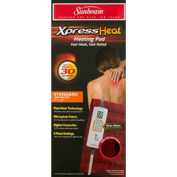 Sunbeam Microplush XpressHeat Heating Pad, 6 Heat Settings, Select Hour