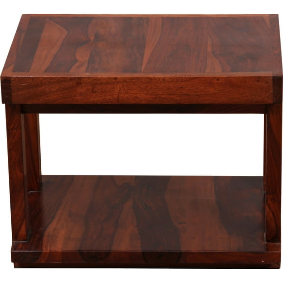 Wooden End Table with Shelf in Rosewood