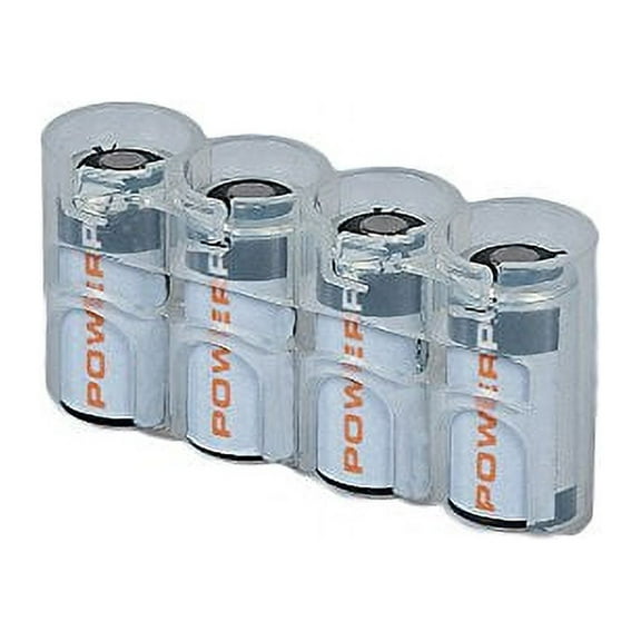 Storacell by Powerpax SlimLine CR123 Battery Caddy, Clear, Holds 4 Batteries