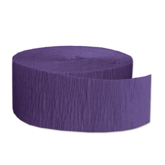 Festive Purple Crepe Streamer, Full Roll, 85' long'x1.75" wide (6/Pkg)