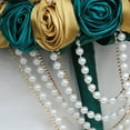 thumbnail image 4 of XmhyTop-A Handmade Satin Rose Bridal Bouquet Rhinestone Pearl Wedding Tossing Bouquet with Ribbon, 22cm Artificial Wedding Bouquet,Dark Red, 4 of 4