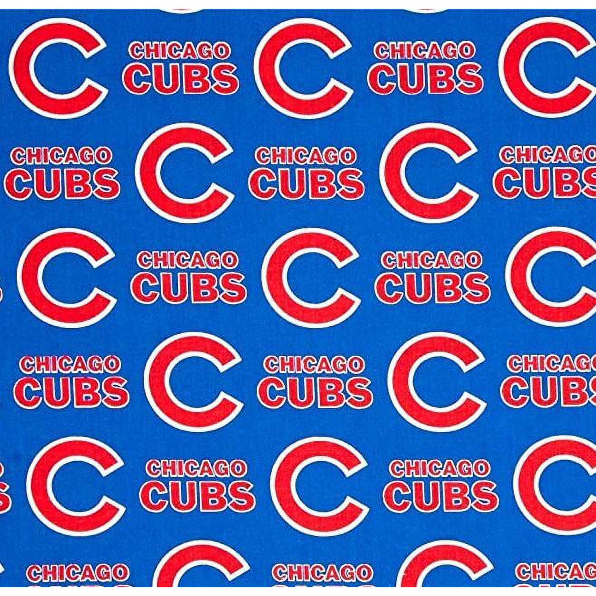MLB Chicago Cubs 58" 100% Cotton Sports Logo Craft Fabric By the Yard, Blue and Red
