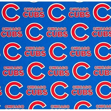 MLB Chicago Cubs 58 100% Cotton Sports Logo Craft Fabric By the Yard Blue and Red