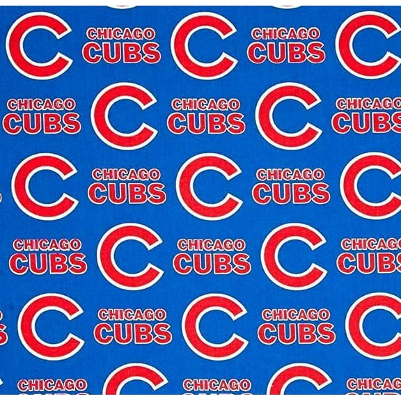 MLB Chicago Cubs 58" 100% Cotton Sports Logo Craft Fabric By the Yard, Blue and Red