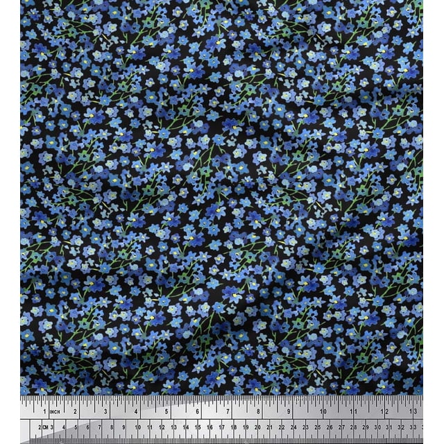 Soimoi Velvet Fabric Flower Watercolor Decor Fabric Printed Yard 58 Inch Wide