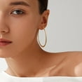 thumbnail image 3 of Flattened Gold Hoop Earrings for Women, 14K Gold Plated Hoops ,Hypoallergenic Lightweight Earring, 3 of 6