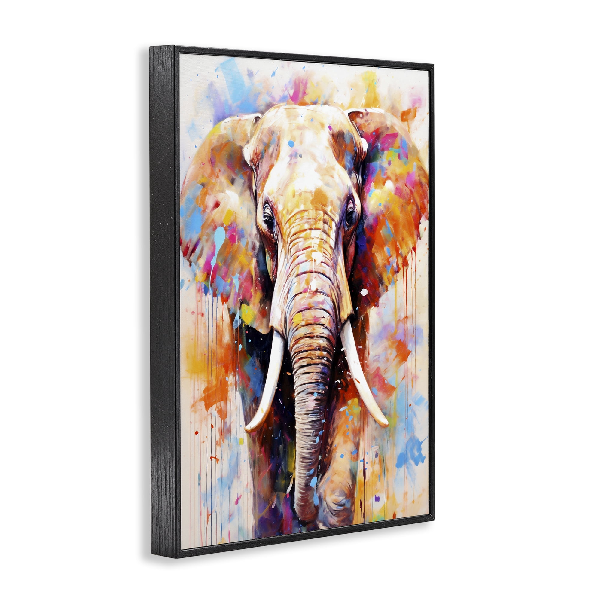 Stupell Industries Wild Elephant Bull Black Framed Giclee Art, design by Ray Powers