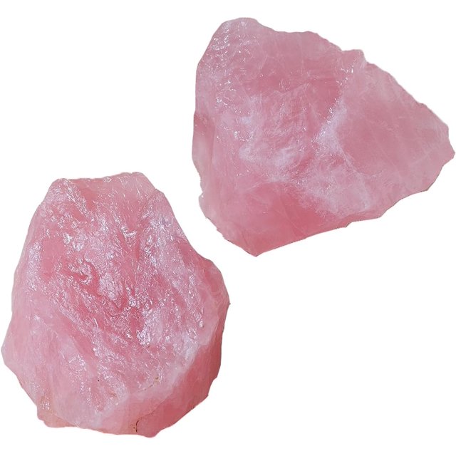 Apengshi Natural Raw Rose Quartz Crystal 2PCS Healing Rough Rose Quartz Crystal for Meditation Chakra Balance Tumbling Polishing Fountain Garden Decor