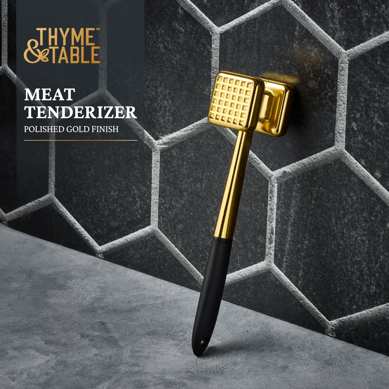 Thyme & Table Stainless Steel Meat Tenderizer in Polished Gold Finish