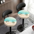 thumbnail image 3 of Renewold Sea Turtle Starfish Beach Stool Covers Round 2 Pack Stretch Bar Stool Saddle Padded Seat Covers Washable Stool Cushion Slipcovers for 13-15 Inch Chair, 3 of 6