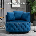 thumbnail image 3 of Luxurious Velvet Tufted Round Accent Chair with Plush Pillows for Living Room and Bedroom, Oversized Barrel Chair (Blue), 3 of 5