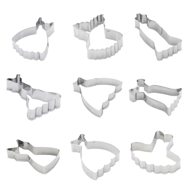 GOOHOCHY 9 cortadores de galletas creativos con forma de falda y vestido de acero inoxidable, moldes para galletas, pasteles y frutas, herramientas de cocina para hornear.