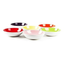 Stoneware Soup/Pasta Bowls - 8 Inch - Set of 6, Assorted Rose Colors - Coupe Shape, Durable & Dishwasher Safe Dinnerware