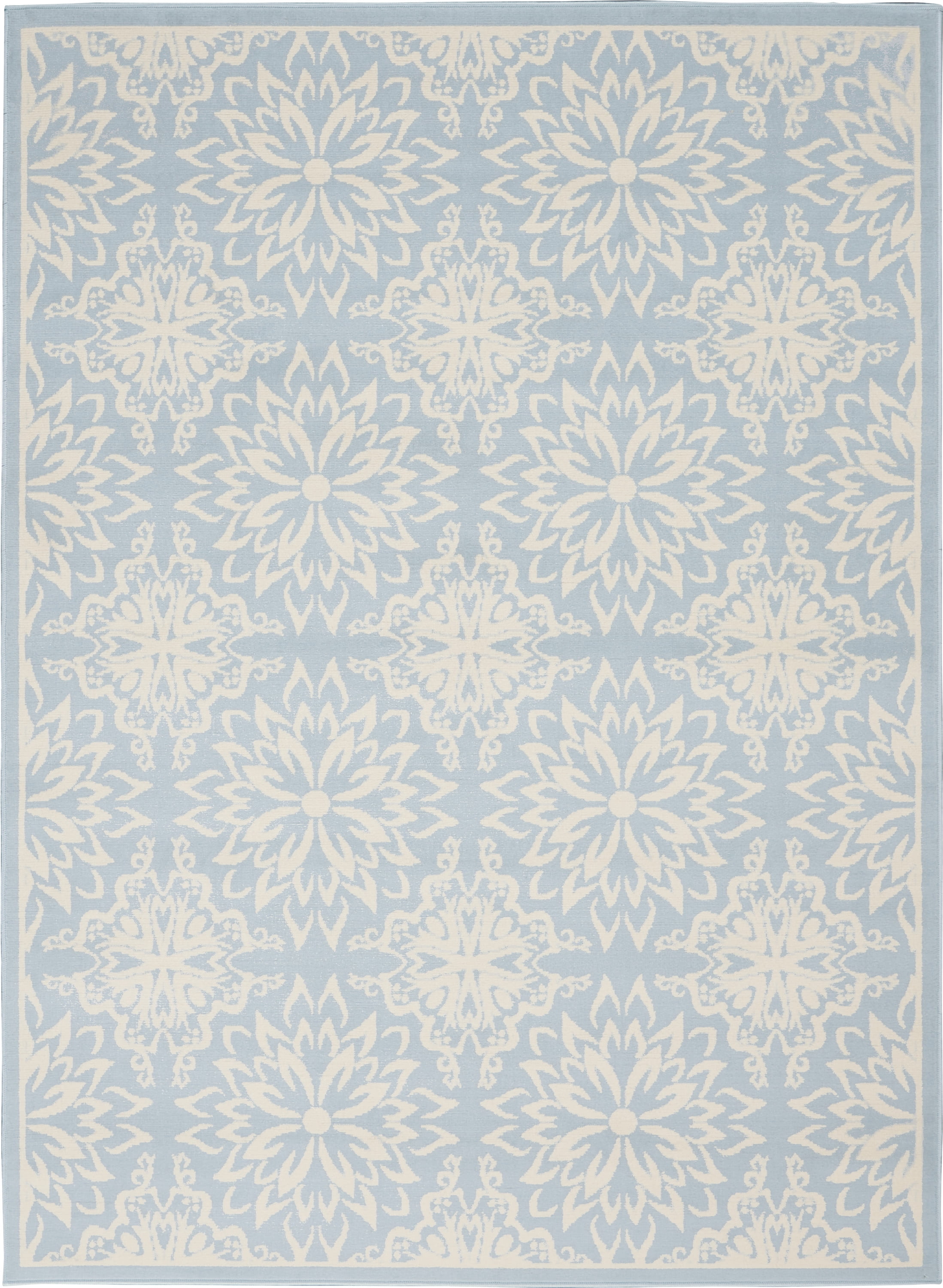 Nourison Bliss Modern Floral Ivory/Light Blue 5'3" x 7'3" Area Rug, (5' x 7')