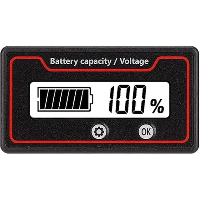 Medidor de batería, voltímetro de capacidad de batería de 12 V, 24 V, 36 V, 48 V, 72 V, 84 V con alarma de luz, medidor de monitor de batería de CC profesional para vehículos eléctricos (blanco)