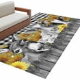 thumbnail image 3 of 2.7x5 Washable Area Rug, Farm Non-Slip Rectangle Rug for Bedroom Bedside, Retro Farmhouse Donkey Pig Cow Sunflower Leaf Wood Fence Black Plaid Indoor Floor Mat for Home Decor, 3 of 9
