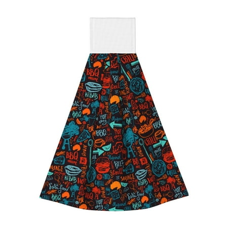 

Sikiie Doodle Barbeque Hand Towel with Loop Hanging Towel Absorbent Tie Towels for Kitchen Tea Bar Bathroom Decor