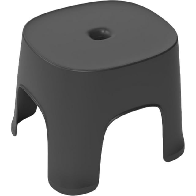 Black Plastic Step Stool, 8.1x7.7x6.3 Inch Small Foot Stool with Non-Slip Base, Compact Multi-Purpose Stool for Bathroom, Kitchen & Living Room, Lightweight Yet Sturdy Portable Step Stool