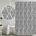 thumbnail image 3 of Abstract Black Geometric Bathroom Shower Curtains with Hooks, Argyle Stripes White Lines Minimalist Waterproof Fabric Washable Shower Curtain for Home Hotel Bathtub Decor 36x72 Inch, 3 of 9