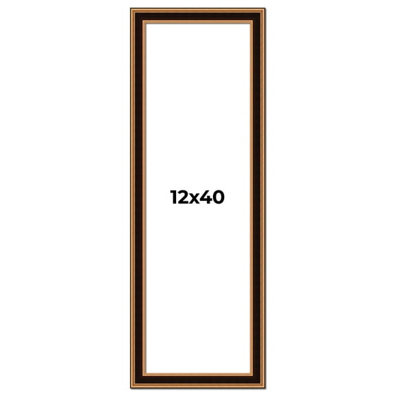 12x40 Frame Gold Brown Plein Air Vintage Solid Wood Picture Frame | 1.75 Inches Moulding Width |