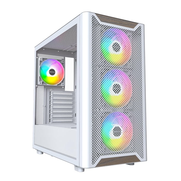 Funda para videojuegos Montech XR Wood ATX Mid-Tower con 4 ventiladores, color blanco
